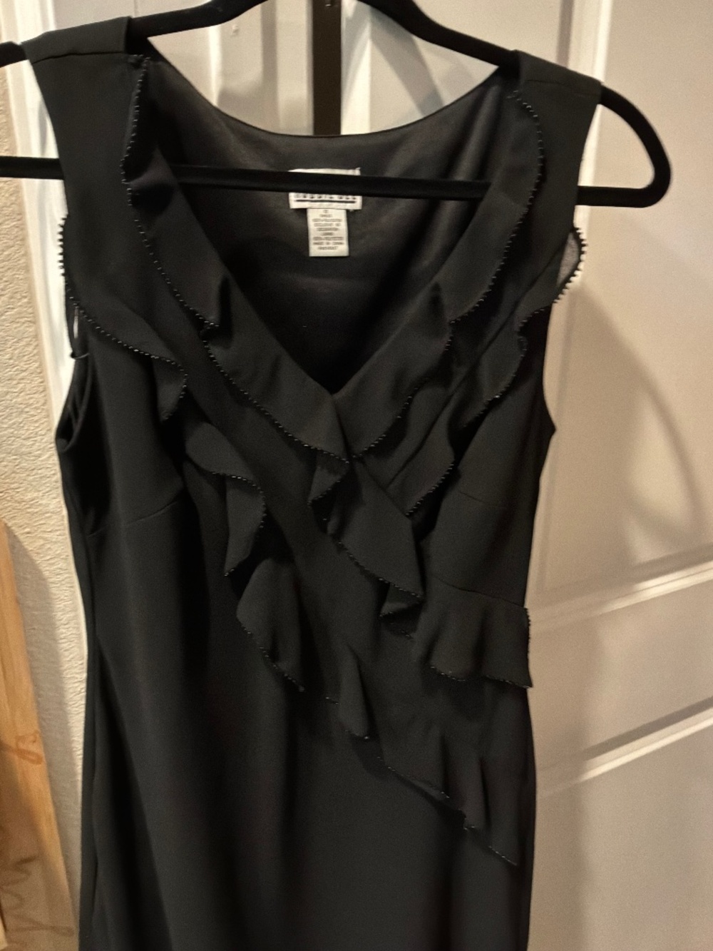 Robbie Bee Black Sleeveless Dress with Ruffles